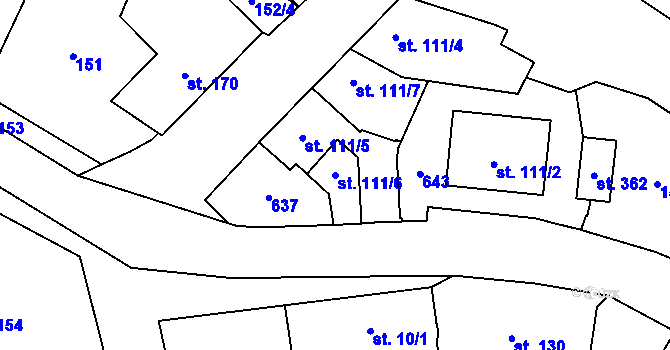 Parcela st. 111/6 v KÚ Vlkoš u Přerova, Katastrální mapa