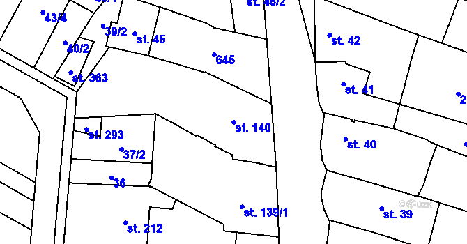 Parcela st. 140 v KÚ Vlkoš u Přerova, Katastrální mapa