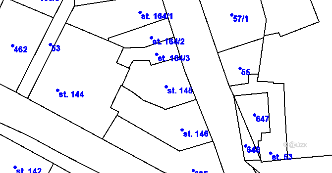 Parcela st. 145 v KÚ Vlkoš u Přerova, Katastrální mapa