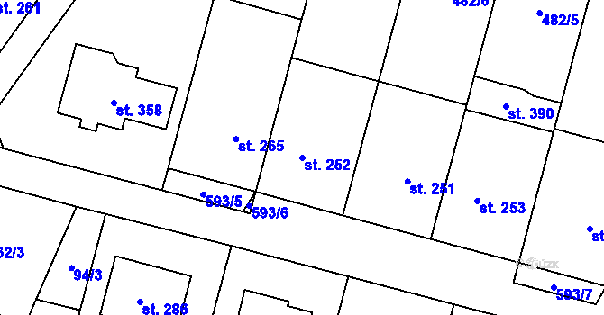 Parcela st. 252 v KÚ Vlkoš u Přerova, Katastrální mapa