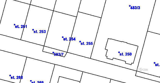 Parcela st. 255 v KÚ Vlkoš u Přerova, Katastrální mapa