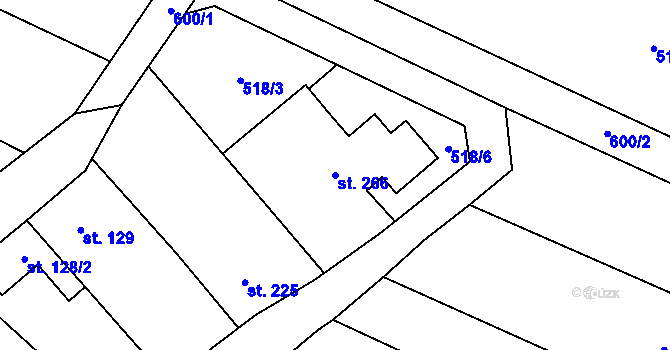 Parcela st. 266 v KÚ Vlkoš u Přerova, Katastrální mapa