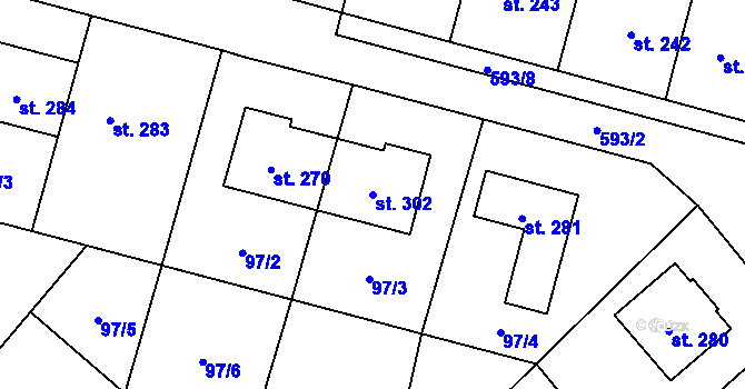Parcela st. 302 v KÚ Vlkoš u Přerova, Katastrální mapa