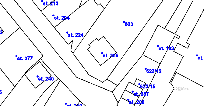 Parcela st. 306 v KÚ Vlkoš u Přerova, Katastrální mapa