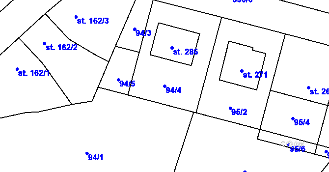Parcela st. 94/4 v KÚ Vlkoš u Přerova, Katastrální mapa