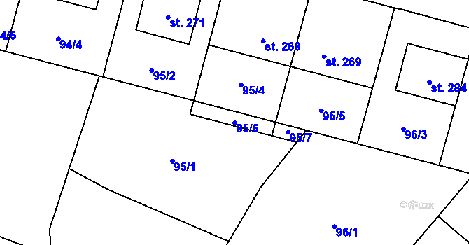 Parcela st. 95/6 v KÚ Vlkoš u Přerova, Katastrální mapa