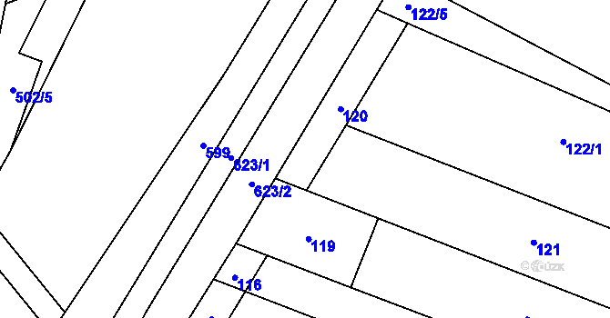 Parcela st. 120 v KÚ Vlkoš u Přerova, Katastrální mapa