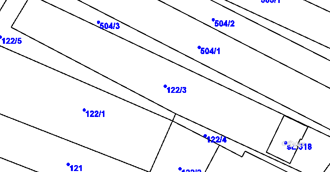 Parcela st. 122/3 v KÚ Vlkoš u Přerova, Katastrální mapa