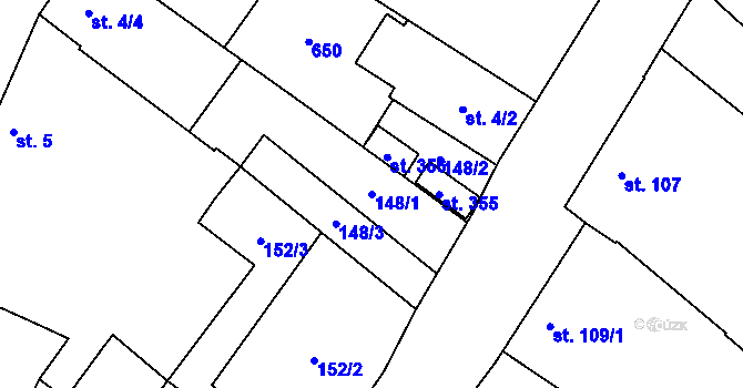 Parcela st. 148/1 v KÚ Vlkoš u Přerova, Katastrální mapa