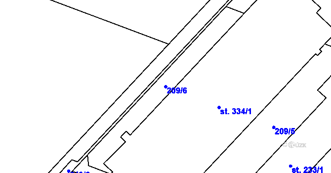 Parcela st. 209/6 v KÚ Vlkoš u Přerova, Katastrální mapa