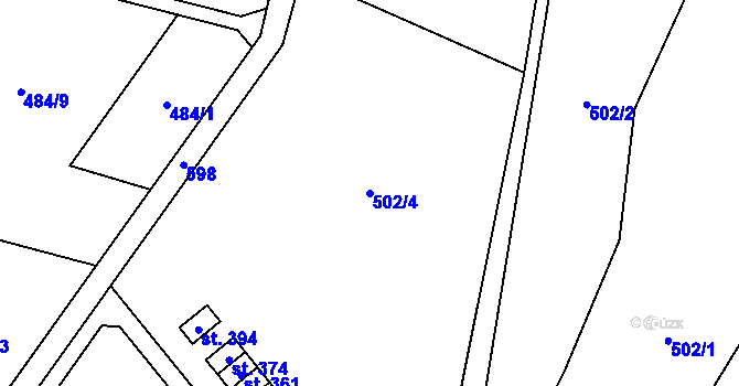 Parcela st. 502/4 v KÚ Vlkoš u Přerova, Katastrální mapa