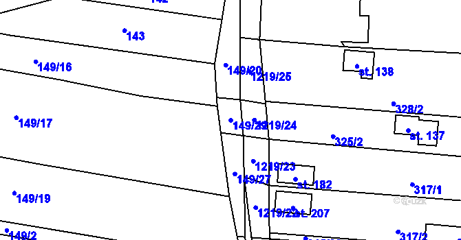 Parcela st. 149/29 v KÚ Vlkov nad Lužnicí, Katastrální mapa