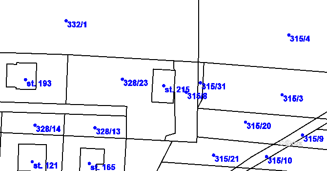 Parcela st. 215 v KÚ Vlkov nad Lužnicí, Katastrální mapa