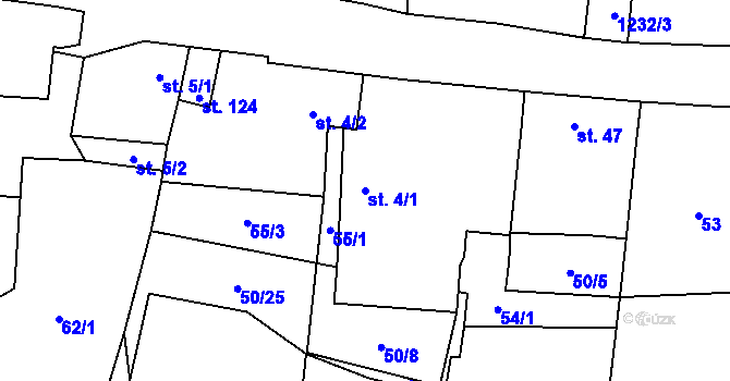 Parcela st. 4/1 v KÚ Vlkov nad Lužnicí, Katastrální mapa