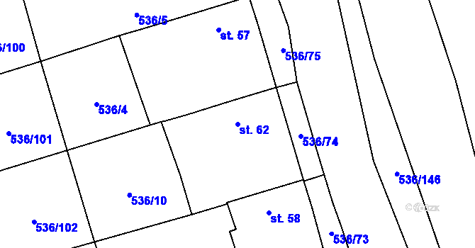 Parcela st. 62 v KÚ Vlkov nad Lužnicí, Katastrální mapa