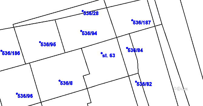 Parcela st. 63 v KÚ Vlkov nad Lužnicí, Katastrální mapa