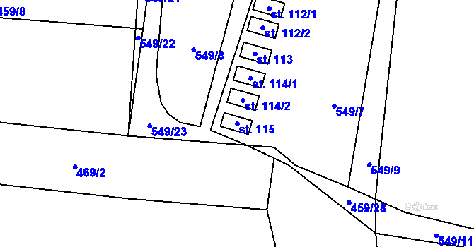 Parcela st. 115 v KÚ Vlkov nad Lužnicí, Katastrální mapa