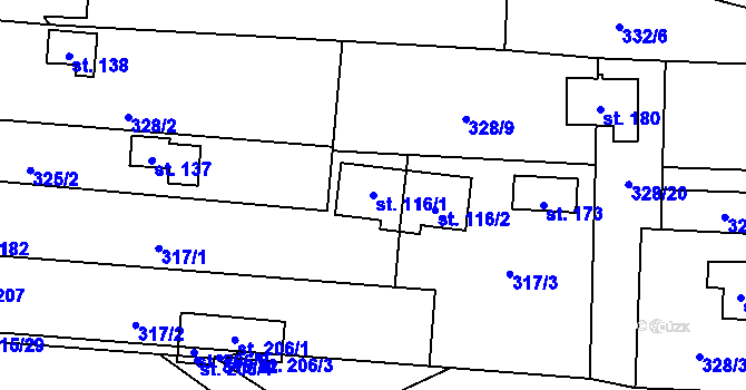 Parcela st. 116/1 v KÚ Vlkov nad Lužnicí, Katastrální mapa