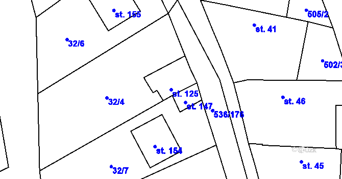 Parcela st. 125 v KÚ Vlkov nad Lužnicí, Katastrální mapa