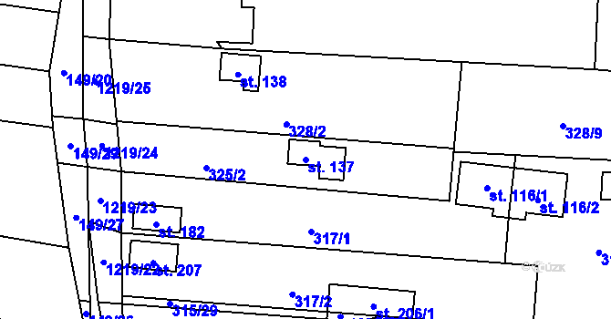 Parcela st. 137 v KÚ Vlkov nad Lužnicí, Katastrální mapa