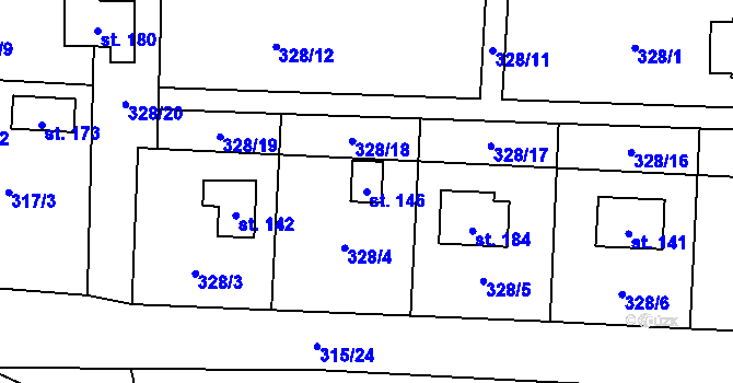 Parcela st. 146 v KÚ Vlkov nad Lužnicí, Katastrální mapa