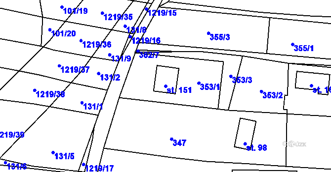 Parcela st. 151 v KÚ Vlkov nad Lužnicí, Katastrální mapa