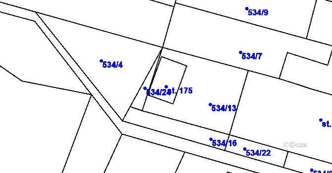 Parcela st. 175 v KÚ Vlkov nad Lužnicí, Katastrální mapa