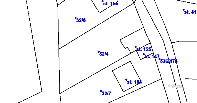 Parcela st. 32/4 v KÚ Vlkov nad Lužnicí, Katastrální mapa