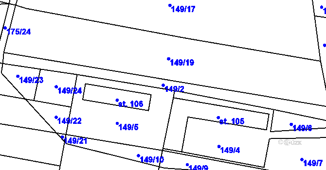 Parcela st. 149/2 v KÚ Vlkov nad Lužnicí, Katastrální mapa
