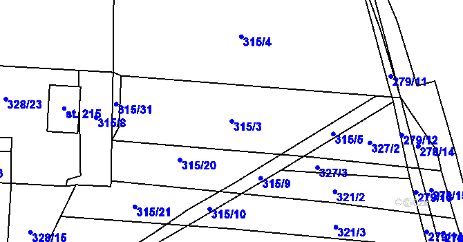 Parcela st. 315/3 v KÚ Vlkov nad Lužnicí, Katastrální mapa
