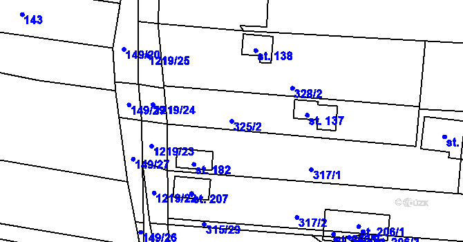 Parcela st. 325/2 v KÚ Vlkov nad Lužnicí, Katastrální mapa