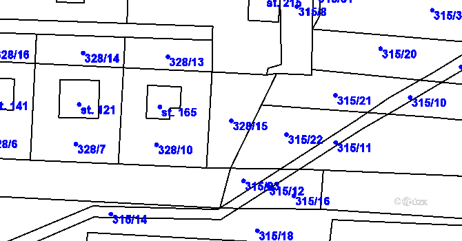 Parcela st. 328/15 v KÚ Vlkov nad Lužnicí, Katastrální mapa