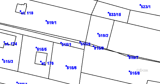 Parcela st. 515/4 v KÚ Vlkov nad Lužnicí, Katastrální mapa