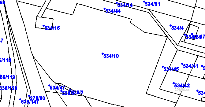 Parcela st. 534/10 v KÚ Vlkov nad Lužnicí, Katastrální mapa