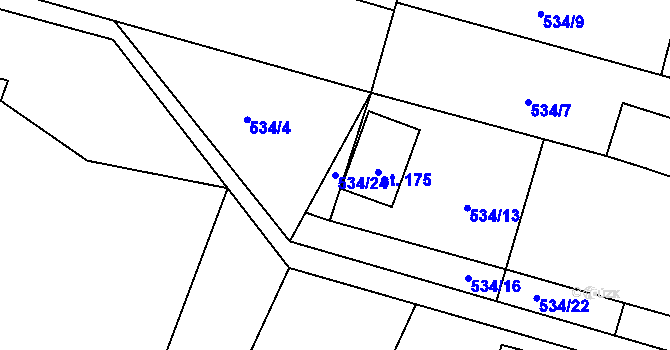 Parcela st. 534/24 v KÚ Vlkov nad Lužnicí, Katastrální mapa