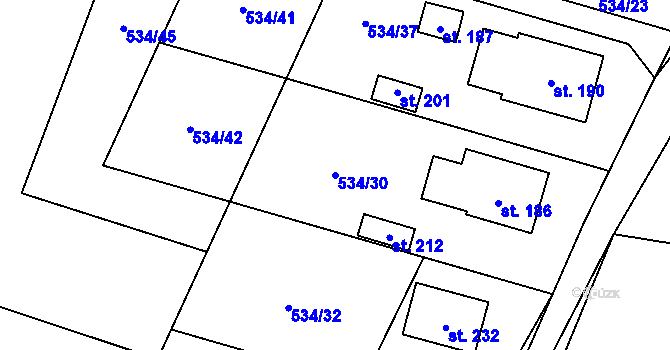 Parcela st. 534/30 v KÚ Vlkov nad Lužnicí, Katastrální mapa