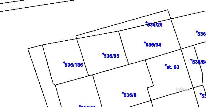 Parcela st. 536/95 v KÚ Vlkov nad Lužnicí, Katastrální mapa