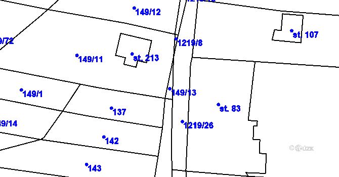 Parcela st. 149/13 v KÚ Vlkov nad Lužnicí, Katastrální mapa