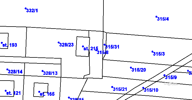Parcela st. 315/8 v KÚ Vlkov nad Lužnicí, Katastrální mapa