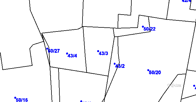 Parcela st. 43/3 v KÚ Vlkov nad Lužnicí, Katastrální mapa