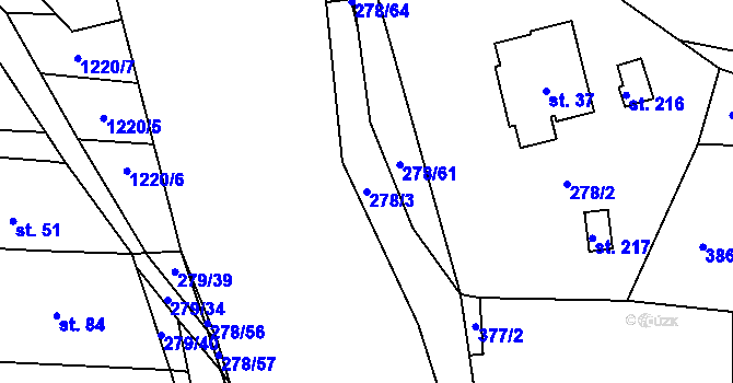 Parcela st. 278/3 v KÚ Vlkov nad Lužnicí, Katastrální mapa