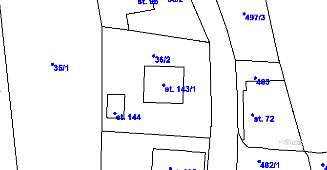 Parcela st. 143/1 v KÚ Vlkov nad Lužnicí, Katastrální mapa