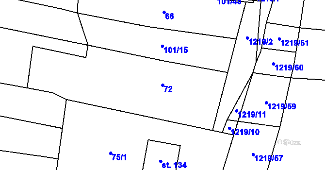 Parcela st. 72 v KÚ Vlkov nad Lužnicí, Katastrální mapa