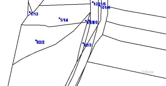 Parcela st. 82/3 v KÚ Vlkov nad Lužnicí, Katastrální mapa