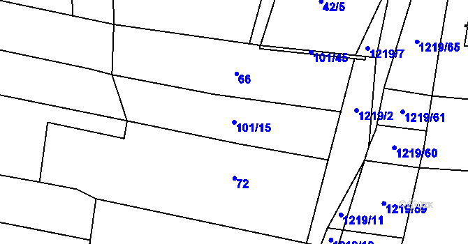 Parcela st. 101/15 v KÚ Vlkov nad Lužnicí, Katastrální mapa