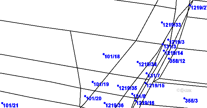 Parcela st. 101/18 v KÚ Vlkov nad Lužnicí, Katastrální mapa