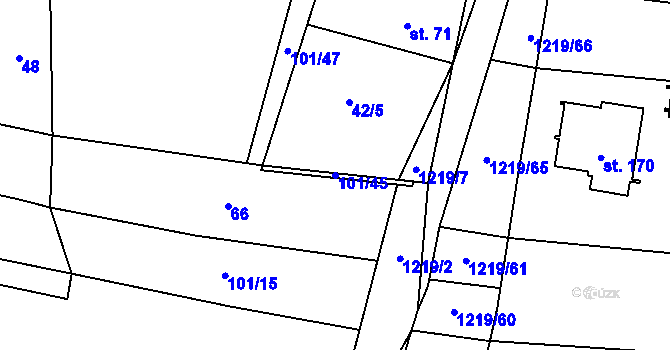 Parcela st. 101/45 v KÚ Vlkov nad Lužnicí, Katastrální mapa