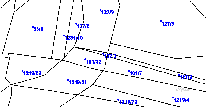 Parcela st. 127/3 v KÚ Vlkov nad Lužnicí, Katastrální mapa