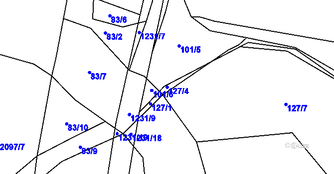 Parcela st. 127/4 v KÚ Vlkov nad Lužnicí, Katastrální mapa