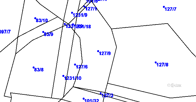 Parcela st. 127/9 v KÚ Vlkov nad Lužnicí, Katastrální mapa